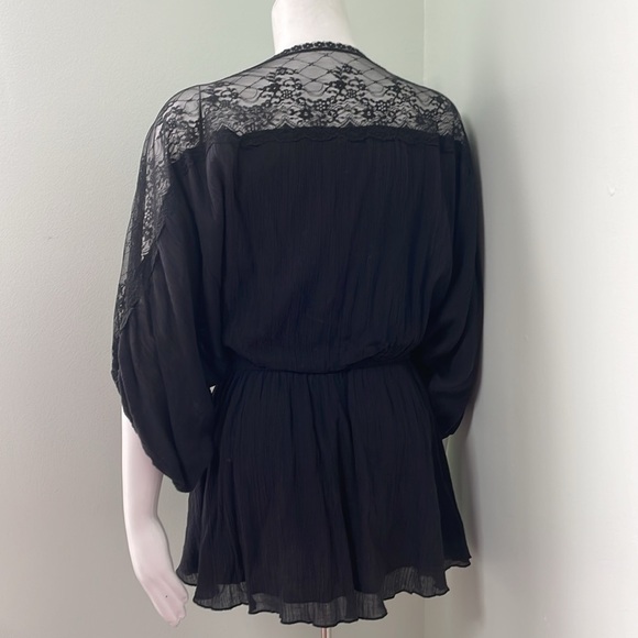 Free People Top Tunic Lace Blouson Black Size Small Long Dolman Sleeves - Picture 4 of 8